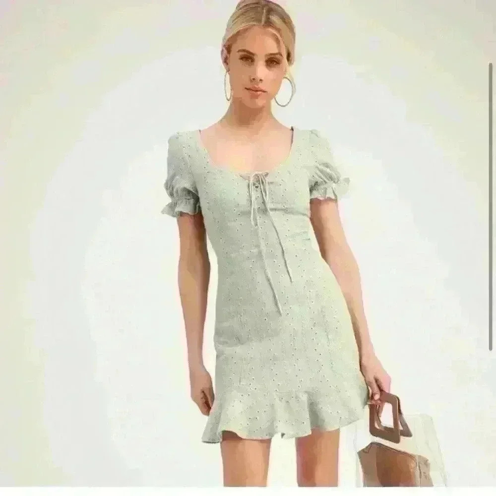 lulus Rapunzel Sage Green Sundress